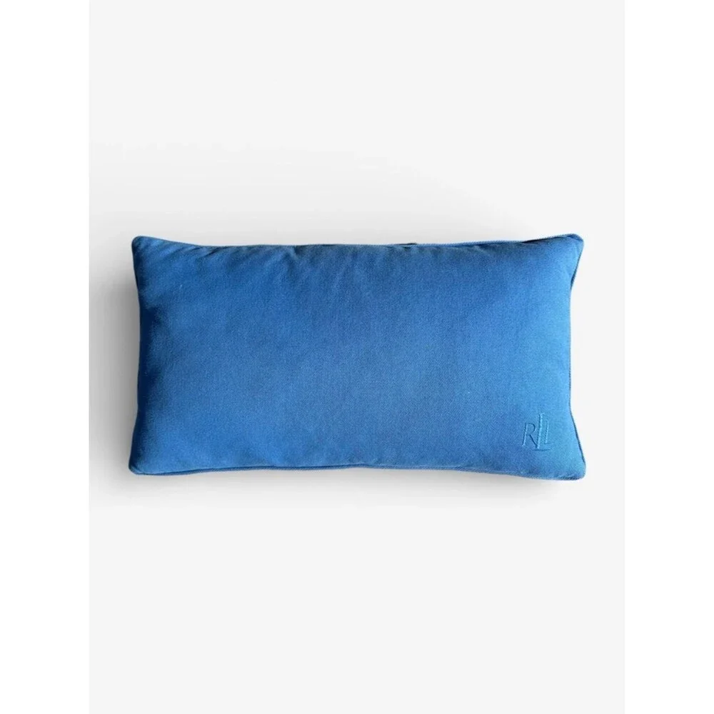 Lauren Ralph Lauren Blue Lumbar Accent Pillow 13.5x25 Classic Home Preppy